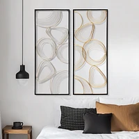 LuxenHome Gold and Silver Abstract Rectangular Metal Wall Decor, Set of 2
