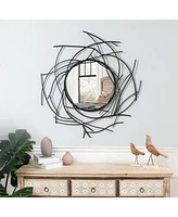 LuxenHome Modern Black Branch Wall Mirror