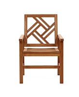 LuxenHome Carmel Solid Wood Outdoor Dining Chair, Set of 2