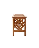 LuxenHome Carmel Solid Wood Outdoor Dining Bench