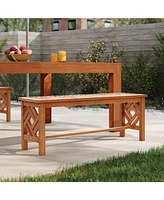 LuxenHome Carmel Solid Wood Outdoor Dining Bench