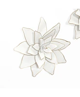 LuxenHome 2-Pc White Metal Lotus Flowers Wall Decor Set