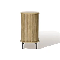 LuxenHome Mid-Century Modern 2-Door Accent Cabinet with Slatted Sliding Doors