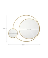 LuxenHome Orbit Modern Gold Metal Frame Round Wall Mirror