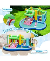 Costway 5-in-1 Inflatable Bounce House with Slide Splash Pool Ball Pit & Basket Hoop