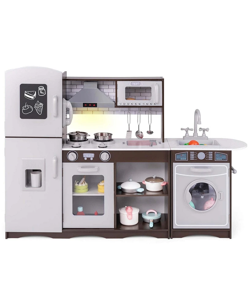 Costway Kids Kitchen Playset with Realistic Lights & Sounds Ice Maker Stoves Sink Oven