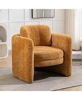 Slickblue Mid-Century Modern Barrel Accent Chair Stylish Armchair for Living Room Decor