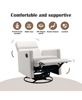 Slickblue Plush Rocker Nursery Chair Glider Swivel Recliner for Comfortable Seating