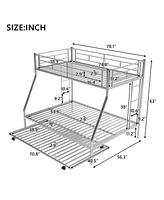 Slickblue Sturdy Twin over Full Bunk Bed with Twin Trundle and Two-Side Ladders for Space Saving Solutions