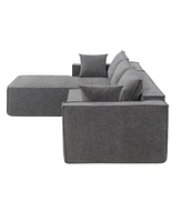 Simplie Fun 111.572" Minimalist Style Modular Sectional Sofa, Wrinkle-resistant Chenille Couch Set