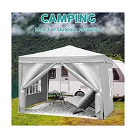 10'x10' Folding Canopy with 4 Removable Sidewalls Outdoor Event Shelter Upf 50+ Gazebo Portable Tents for Parties Beach Camping Wedding Ez Pop Up Cano