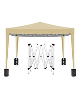 Streamdale Furniture 10'x10' Folding Canopy with 4 Removable Sidewalls Outdoor Event Shelter Upf 50+ Gazebo Portable Tents for Parties Beach Camping W