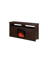 Streamdale Furniture Farmhouse Tv Media Stand, Large Barn Inspired Home Entertainment Console, with 18" Fireplace Insert, for Tv Up to 65", with Open