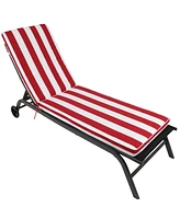 1PCS Set Outdoor Lounge Chair Cushion Replacement Patio Funiture Seat Cushion Chaise Lounge Cushion-Red/white