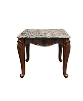 Simplie Fun Nayla End Table, Natural Marble & Cherry Finish