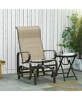 Outdoor Glider Chair, Gliders for Outside Patio with Smooth Rocking Mechanism and Lightweight Construction for Backyard, Tan