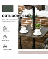 19" Beach Umbrella Table Tray, Slatted Instant Portable Beach Tables for Sand, Swimming Pools, Patio, Garden, Deck, Brown