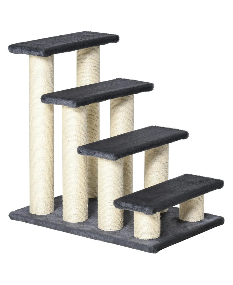 Streamdale Furniture Cat Tree with 4 Steps for High Beds Couch, Cute Stair Shaped Cat Tree for Indoor Cats or Dogs w/ Sisal Scratching Post, Climbing,