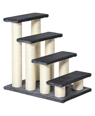 Streamdale Furniture Cat Tree with 4 Steps for High Beds Couch, Cute Stair Shaped Cat Tree for Indoor Cats or Dogs w/ Sisal Scratching Post, Climbing,