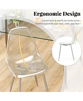 Dining Chair Set of 4 with Heavy-Duty Electroplated Metal Legs Curved Back Armless