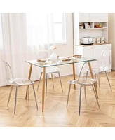 Costway Dining Chair Set of 4 with Heavy-Duty Electroplated Metal Legs Curved Back Armless