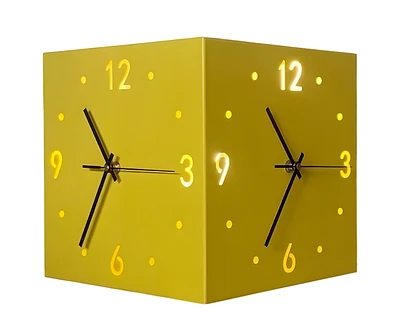 Slickblue 10-Inch Double-Sided Corner Wall Clock with Sensor for Living Room and Office Decor