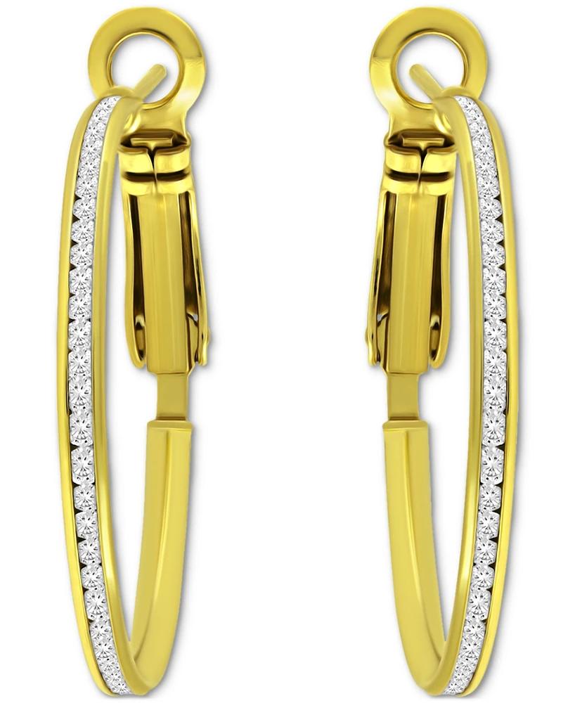 Giani Bernini Cubic Zirconia Channel-Set Medium Hoop Earrings, 1.18", Exclusively at Macy's