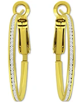 Giani Bernini Cubic Zirconia Channel-Set Medium Hoop Earrings, 1.18", Exclusively at Macy's