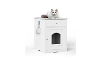 Slickblue Wooden Pet House Cat Litter Box Enclosure with Drawer, Side Table, Indoor Pet Crate, Cat Home Nightstand