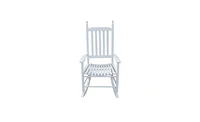 Slickblue White Wooden Porch Rocker Chair without Cushion – Classic Design for Outdoor Relaxation on Patios and Porches