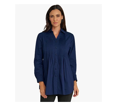 Stella Carakasi Women's Long Sleeve Cotton Poplin Pintuck Tunic