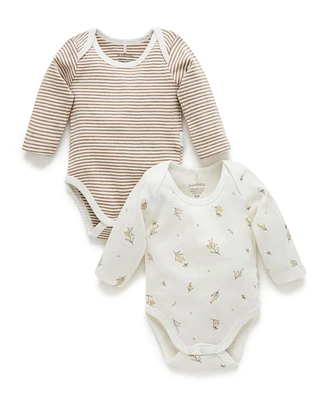 Purebaby Baby Easy Neck L/S Bodysuit 2 pack