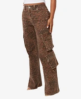 True Religion Women's Big T Bobbie Leopard Cargo Pants