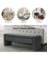 Hulala Home Casio Upholstered 55.1" Wide Storage Bench with Button-tufted Design