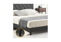 gaomon Full Size Bed Frame with Button Tufted Headboard, Mattress Foundation, Easy Assembly, No Box Spring Needed