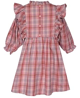 Bonnie Jean Little Girls Pinafore Ruffled Plaid Smocked Dress