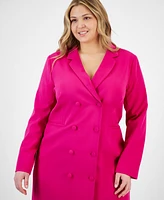 Tahari Asl Plus Milano Trench Button-Front Jacket Dress