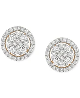 Diamond Halo Cluster Stud Earrings (3/4 ct. t.w.) in 14k Gold