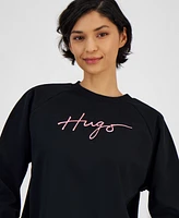 Hugo Women's Cotton Script-Logo Crewneck Sweatshirt