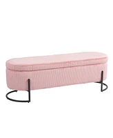 Storage Ottoman, Bedroom End Bench, Upholstered Fabric Storage Ottoman with Safety Hinge, Entryway Padded Footstool, Ottoman Bench for Living Room & B