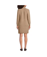 Lands' End Women's Boucle Long Sleeve Raglan Mock Neck Sweater Dress