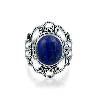 Bling Jewelry Western Jewelry Large Filigree Oval Cabochon Armor Full Finger Statement Blue Natural Turquoise Ring For Women Oxidized .925 Sterling Si