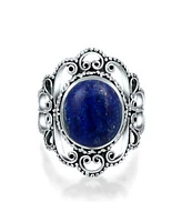 Bling Jewelry Western Jewelry Large Filigree Oval Cabochon Armor Full Finger Statement Blue Natural Turquoise Ring For Women Oxidized .925 Sterling Silver