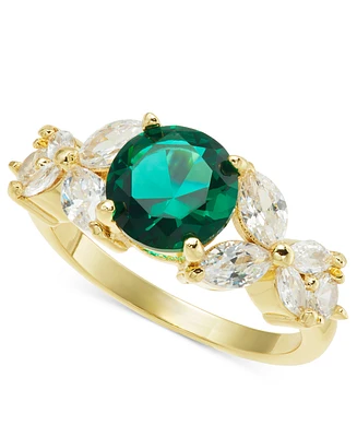 Charter Club Gold-Tone Green Stone & Crystal Marquise Cluster Ring, Exclusively at Macy's