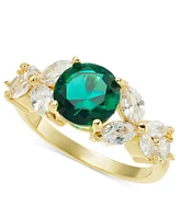 Charter Club Gold-Tone Green Stone & Crystal Marquise Cluster Ring, Exclusively at Macy's