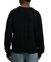 Cotton On Men's Cable Knit Crew Sweater