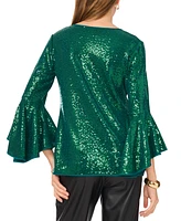 Vince Camuto Women's Sequined V-Neck Bell-Sleeve Top