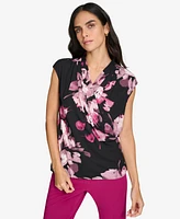 Calvin Klein Women's V-Neck Cap-Sleeve Blouse