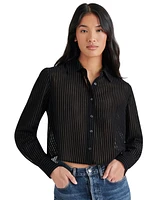 Steve Madden Women's Noelle Velvet Striped Shirt