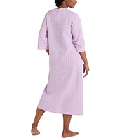 Miss Elaine Women's 3/4-Sleeve Zip-Front Seersucker Robe